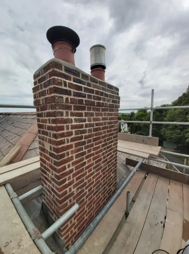 lime pointing chimney re-build devon